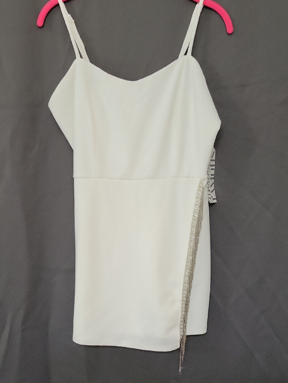 Almost Famous White Mini Dress with Beaded Fringe